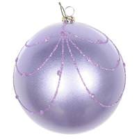 Vickerman 4" Lavender Candy Glitter Curtain Ball Ornament (4 pack)