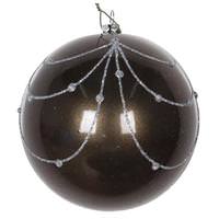 Vickerman 4" Pewter Candy Glitter Curtain Ball Ornament (4 pack)