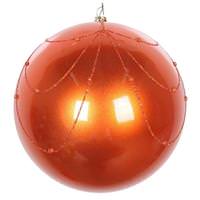 Vickerman 4" Burnished Orange Candy Curtain Ball Ornament (4 pack)