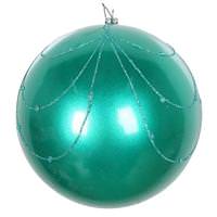 Vickerman 4" Teal Candy Glitter Curtain Ball Ornament (4 pack)