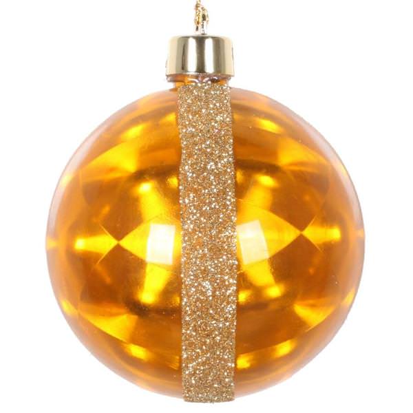 3" Gold Glitter Reflector Ball Ornament (6 pack)