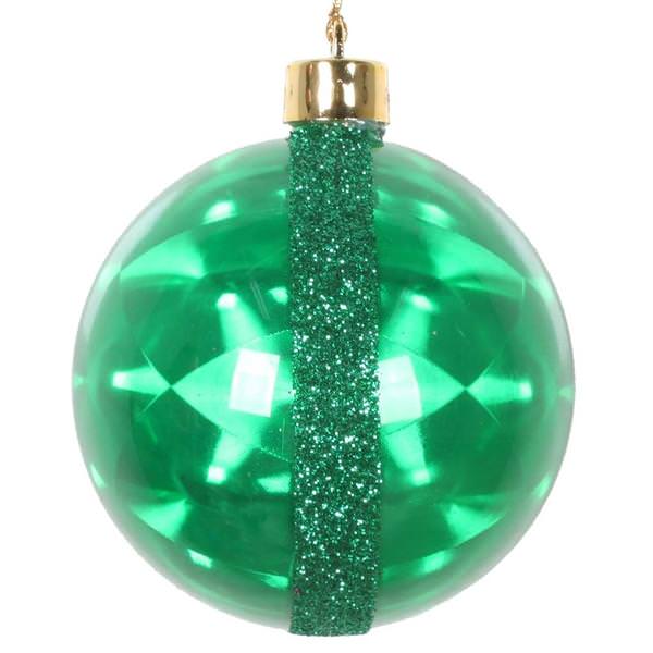 6" Green Glitter Reflector Ball Ornament (2 pack)