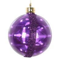 Vickerman 4" Purple Glitter Reflector Ball Ornament (4 pack)