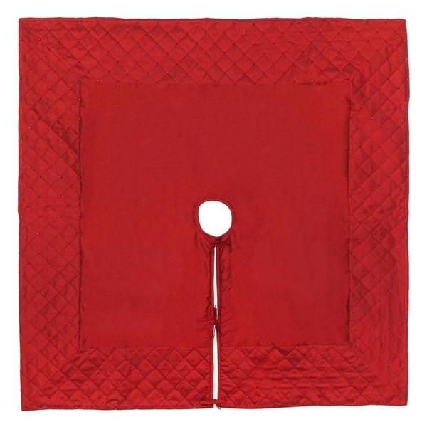 52" Red Quilt Stitch Jewel Square Tree Skirt
