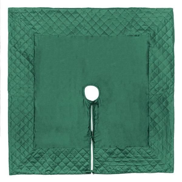 52" Green Quilt Stitch Jewel Square Tree Skirt