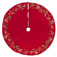 Vickerman 72" Red Beaded Ornament Velvet Tree Skirt