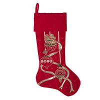 Vickerman 21" Red Beaded Ornament Velvet Christmas Stocking