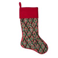 Vickerman 20" Red / Green Sequin Pattern Christmas Stocking