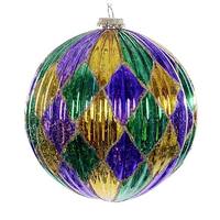 Vickerman 4.75" Purple Gold Green Diamond Ball Ornament (3 pack)