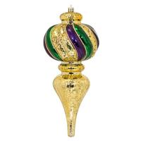 Vickerman 10.25" Purple / Green / Gold Stripe Finial Ornament (2 pack)