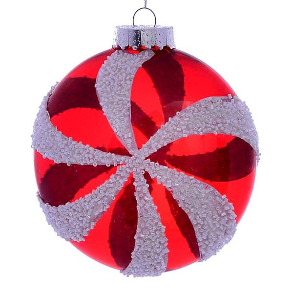 4.75" Red White Round Swirl Ornament (2 pack)