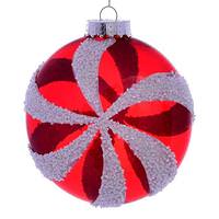 Vickerman 4.75" Red White Round Swirl Ornament (2 pack)