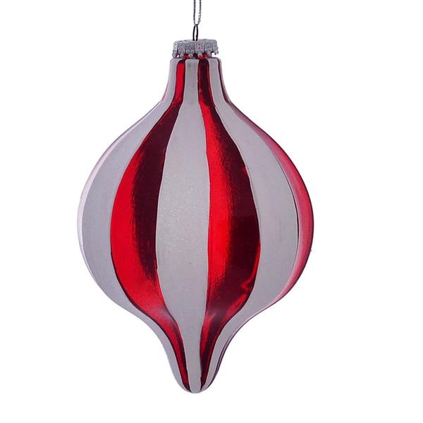 7.5" Red White Stripe Drop Ornament (2 pack)