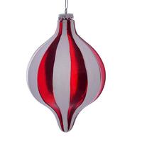 Vickerman 7.5" Red White Stripe Drop Ornament (2 pack)