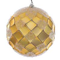 Vickerman 4.75" Gold Net Beaded Ball Ornament (3 pack)