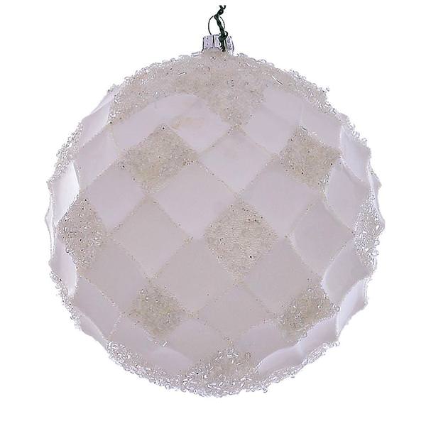 4.75" White Net Beaded Ball Ornament (3 pack)