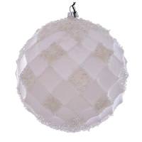 View 4.75" White Net Beaded Ball Ornament (3 pack)
