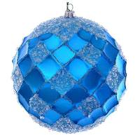 Vickerman 4.75" Turquoise Net Beaded Ball Ornament (3 pack)