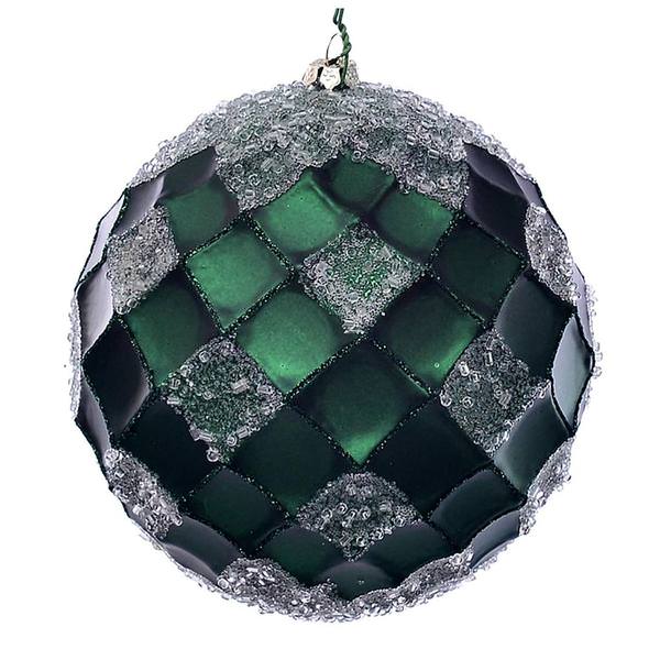 4.75" Emerald Net Beaded Ball Ornament (3 pack)