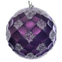 Vickerman 4.75" Plum Net Beaded Ball Ornament (3 pack)
