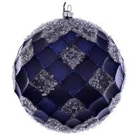 Vickerman 4.75" Midnight Blue Net Beaded Ball Ornament (3 pack)