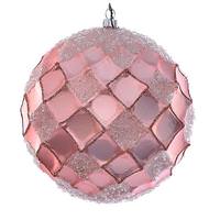 Vickerman 4.75" Rose Gold Net Beaded Ball Ornament (3 pack)