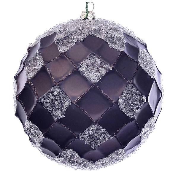 4.75" Chocolate Net Beaded Ball Ornament (3 pack)