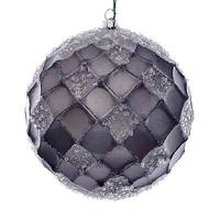 Vickerman 4.75" Pewter Net Beaded Ball Ornament (3 pack)
