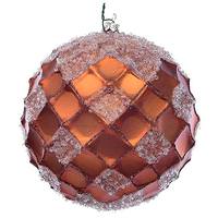 Vickerman 4.75" Copper Net Beaded Ball Ornament (3 pack)