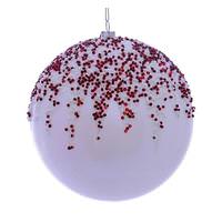 Vickerman 4.75" White Beaded Candy Ball Ornament (2 pack)