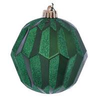 Vickerman 5" Green Glitter Faceted Ball Ornament (3 pack)