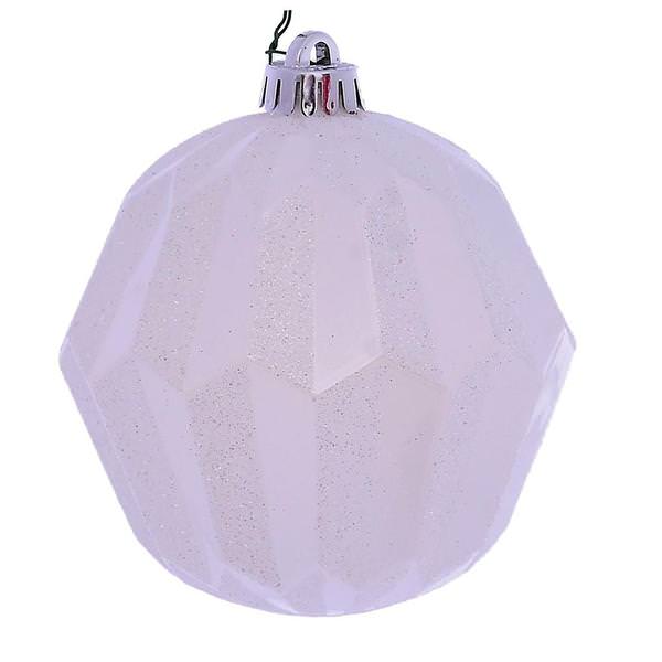 5" White Glitter Faceted Ball Ornament (3 pack)