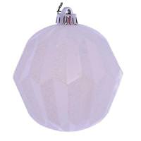 Vickerman 5" White Glitter Faceted Ball Ornament (3 pack)