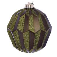 Vickerman 5" Olive Glitter Faceted Ball Ornament (3 pack)