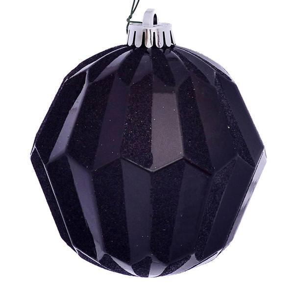 5" Black Glitter Faceted Ball Ornament (3 pack)