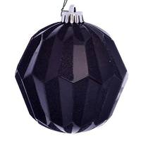 Vickerman 5" Black Glitter Faceted Ball Ornament (3 pack)