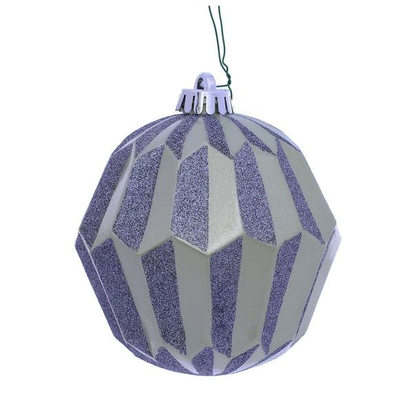 5" Limestone Glitter Faceted Ball Ornament (3 pack)