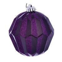 Vickerman 5" Plum Glitter Faceted Ball Ornament (3 pack)
