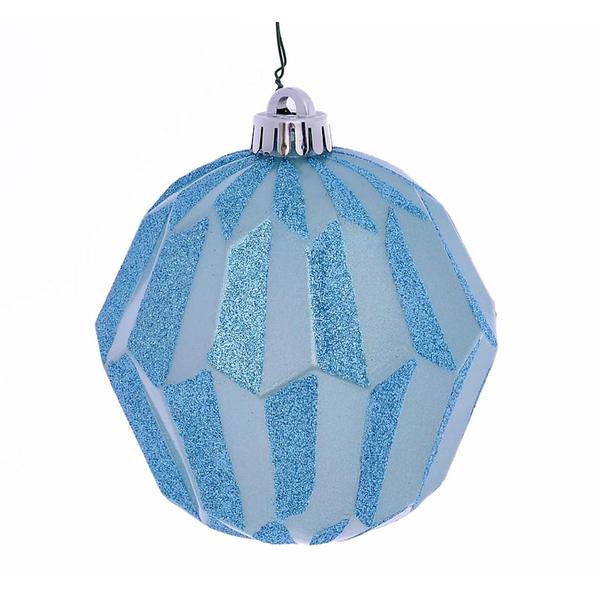 5" Baby Blue Glitter Faceted Ball Ornament (3 pack)