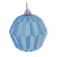 Vickerman 5" Baby Blue Glitter Faceted Ball Ornament (3 pack)