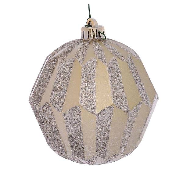 5" Champagne Glitter Faceted Ball Ornament (3 pack)