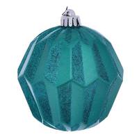 Vickerman 5" Teal Glitter Faceted Ball Ornament (3 pack)