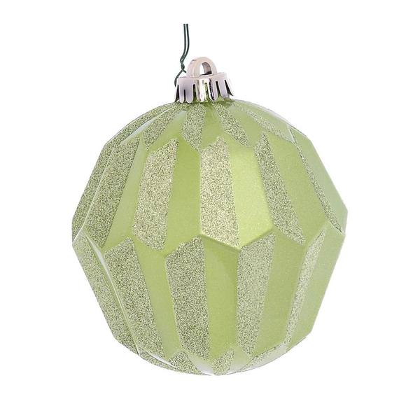 5" Celadon Glitter Faceted Ball Ornament (3 pack)