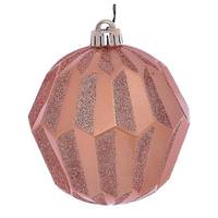 Vickerman 5" Rose Gold Glitter Faceted Ball Ornament (3 pack)