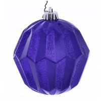 Vickerman 5" Purple Glitter Faceted Ball Ornament (3 pack)