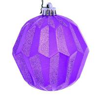 Vickerman 5" Orchid Glitter Faceted Ball Ornament (3 pack)