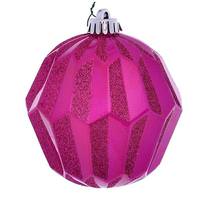 Vickerman 5" Fuchsia Glitter Faceted Ball Ornament (3 pack)