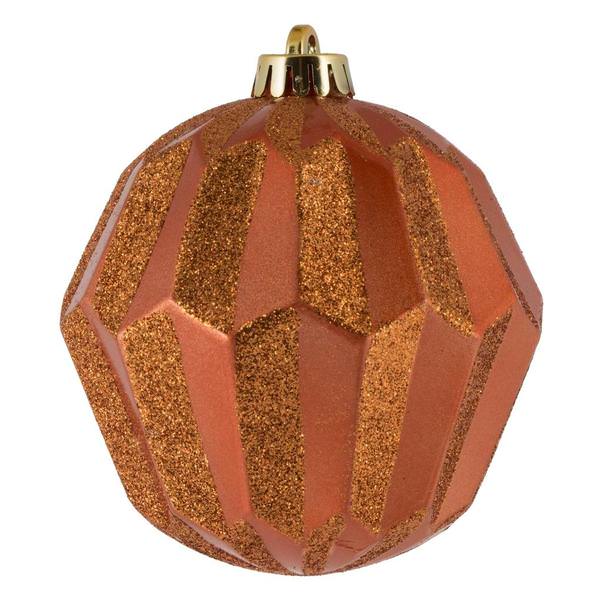 5" Coral Glitter Diamond Ball Ornament (3 pack)