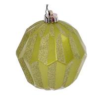 Vickerman 5" Lime Glitter Faceted Ball Ornament (3 pack)