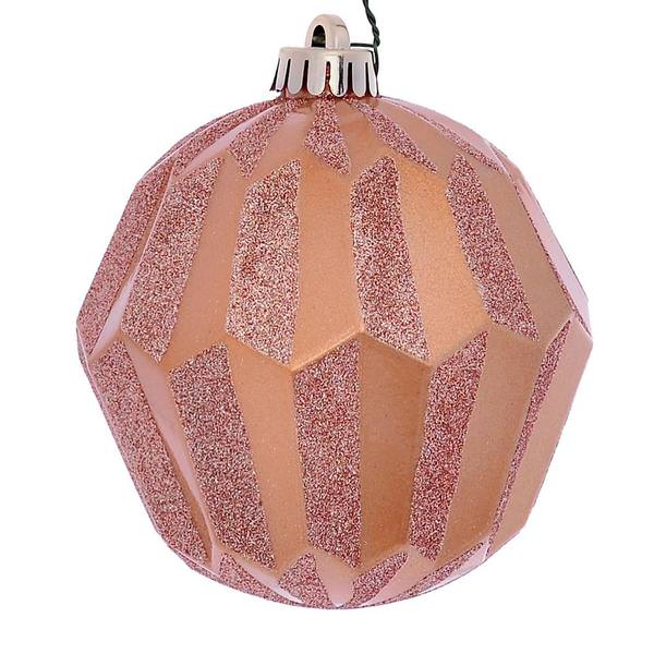 5" Cafe Latte Glitter Faceted Ball Ornament (3 pack)
